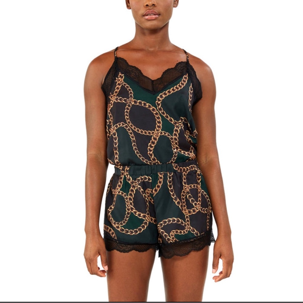 Plush Chain Print Cami Shorts Pajama Set